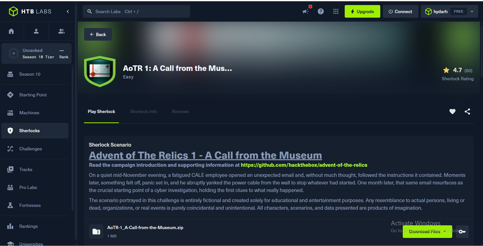 Advent of The Relics 1 - A Call from the Museum